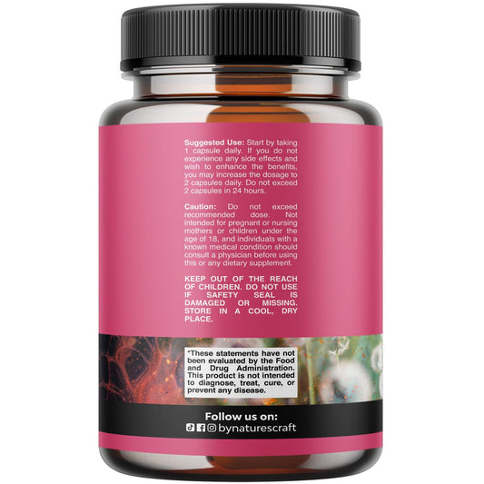 Close-up of Natures Craft PMS Support capsules ready to take daily.