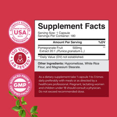 Natures Craft Pomegranate Powder Capsules closeup reveals ellagic acid and vitamin C