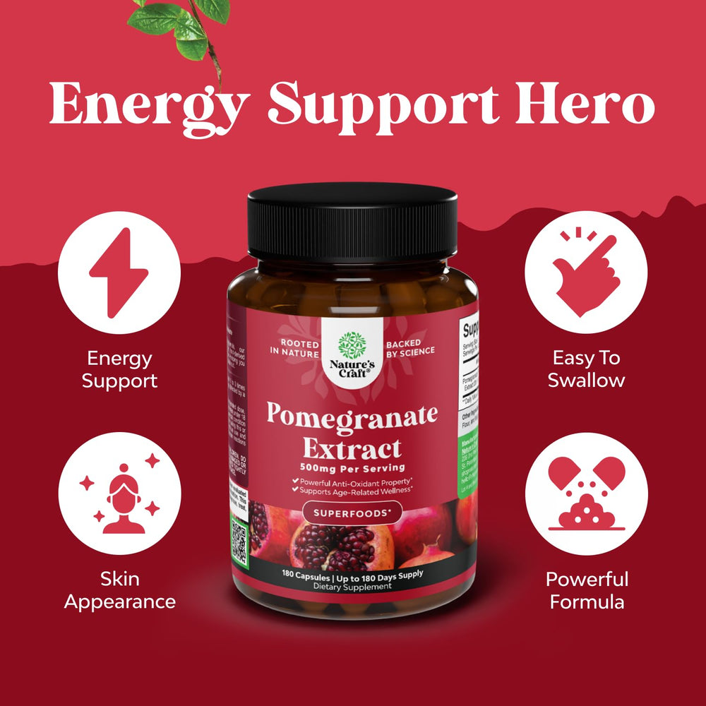 Natures Craft Pomegranate Powder Scoop illustrating natural polyphenols