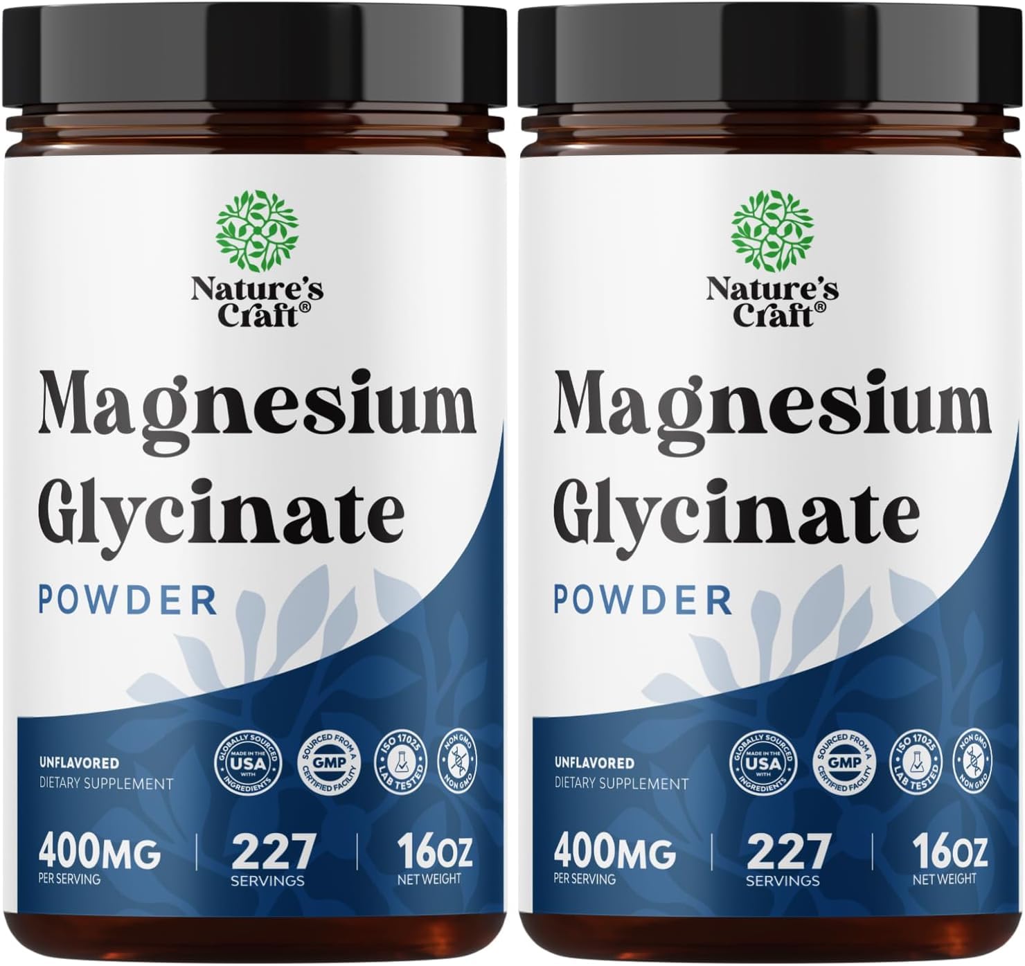 Natures Craft Potent Magnesium Glycinate Powder bottle supports daily calm and dosing ease.