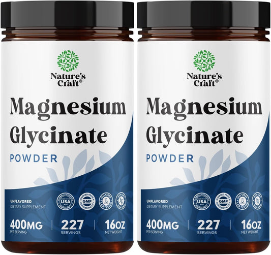 Natures Craft Potent Magnesium Glycinate Powder bottle supports daily calm and dosing ease.