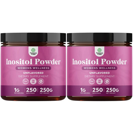 Natures Craft Premium Inositol Powder bottle for daily hormone balance support.