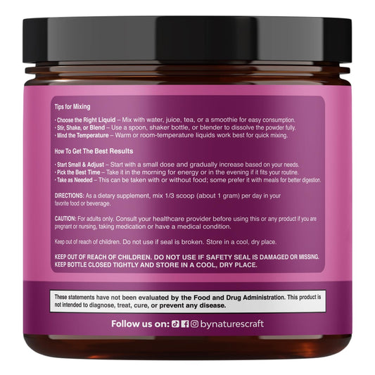 Natures Craft Premium Inositol Powder with scoop for easy daily use in drinks.