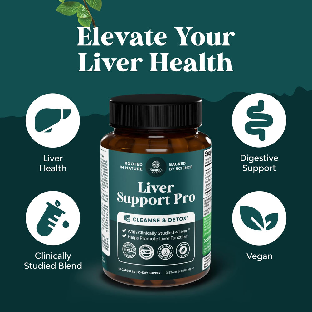Nature's Craft Pro Liver Support ayurvedic herbs illustration highlights globe thistle.