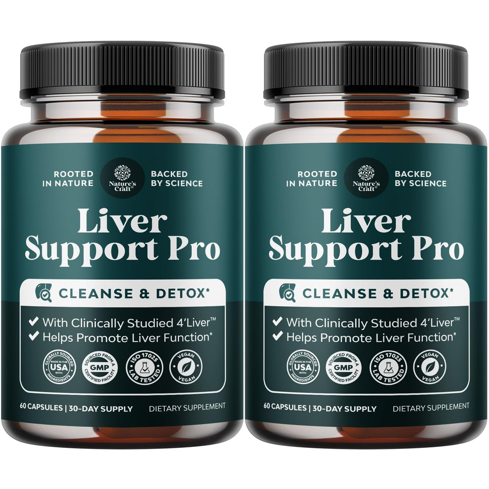 Nature's Craft Pro Liver Support bottle label highlights trusted herbal ingredients.