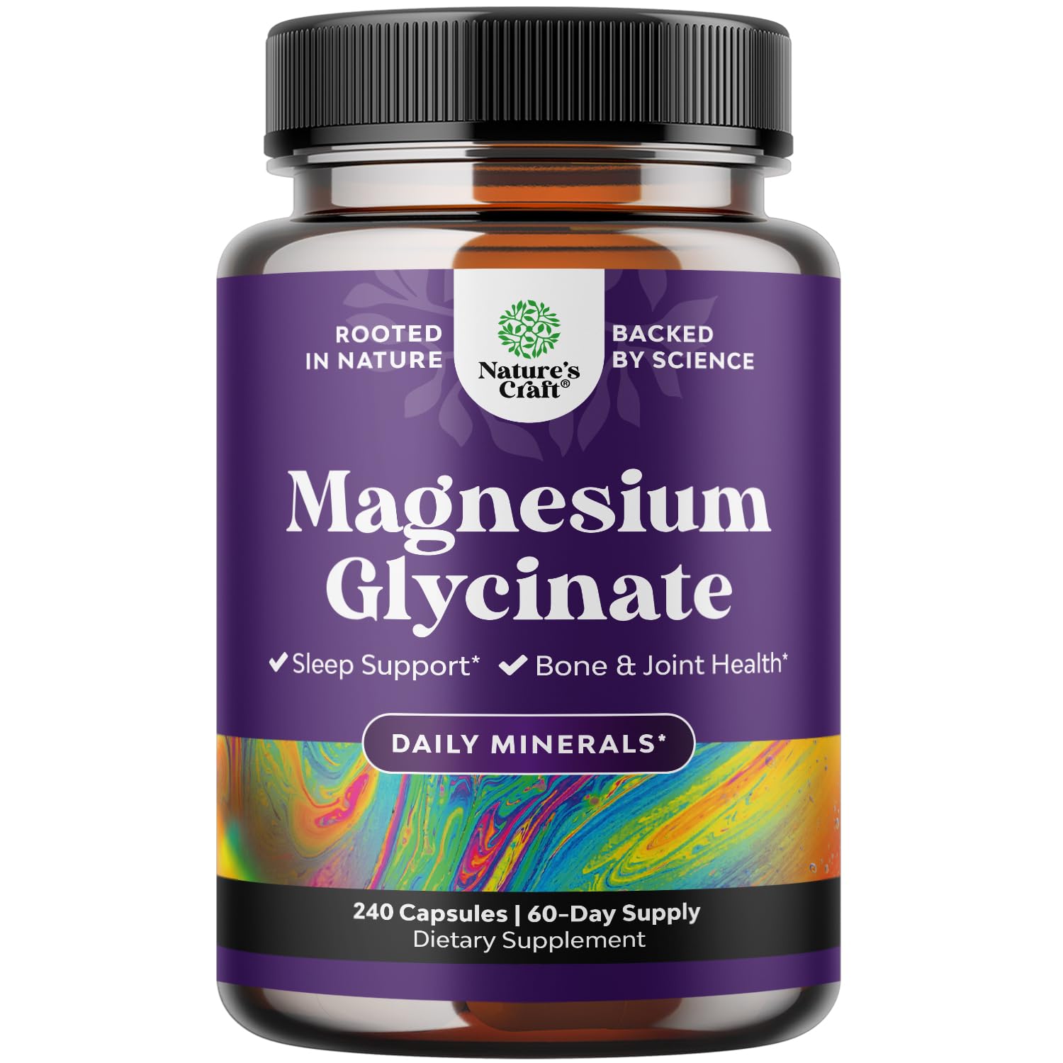 Natures Craft Pure Magnesium Glycinate bottle front for daily wellness