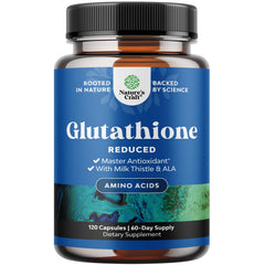 Natures Craft reduced glutathione bottle with milk thistle for skin clarity.