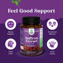 Natures Craft saffron ingredients label communicates vegan, non-GMO purity.