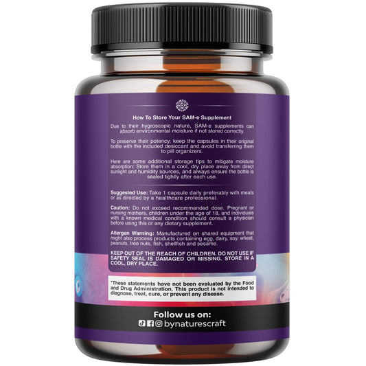 Nature's Craft Sam-E 200mg capsules for daily mood and focus