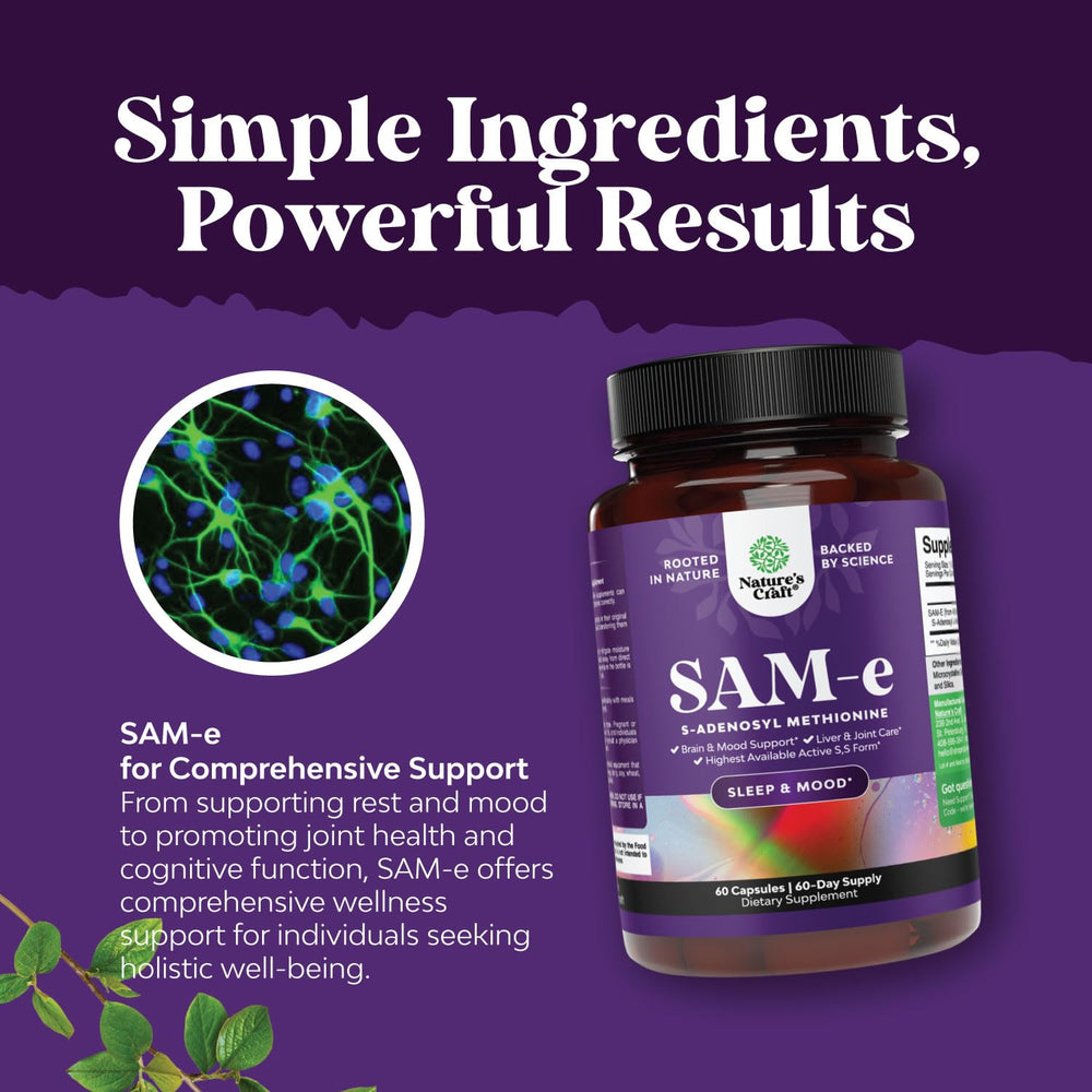 Pour shot of Nature's Craft Sam-E 200mg for daily use