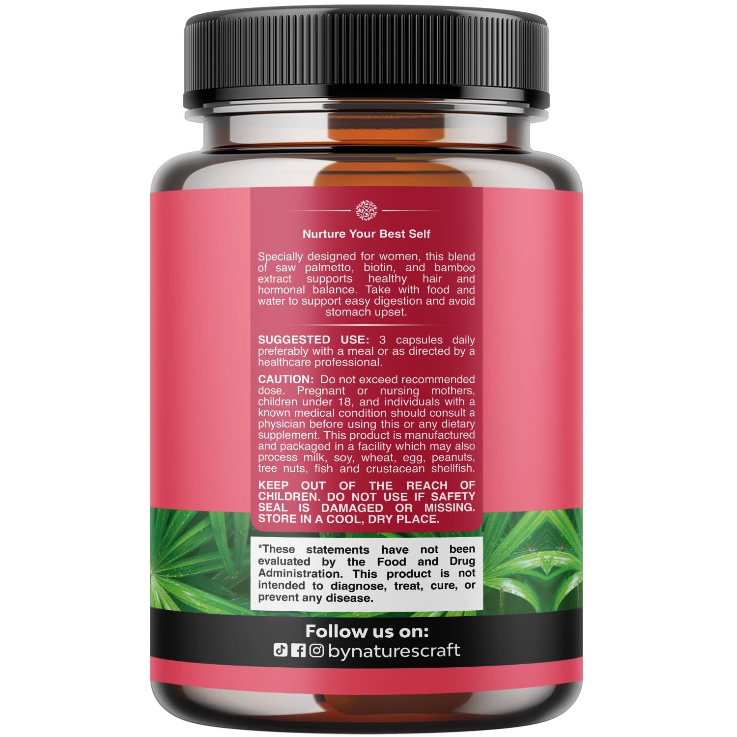 Natures Craft saw palmetto capsules 180 count for convenient daily hair support