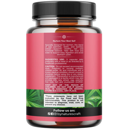Natures Craft saw palmetto capsules 180 count for convenient daily hair support