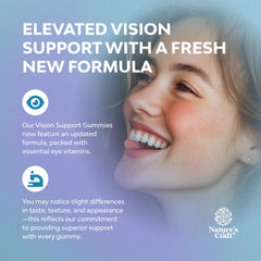 Natures Craft Vision Support Gummies front packaging communicates a complete eye health solution
