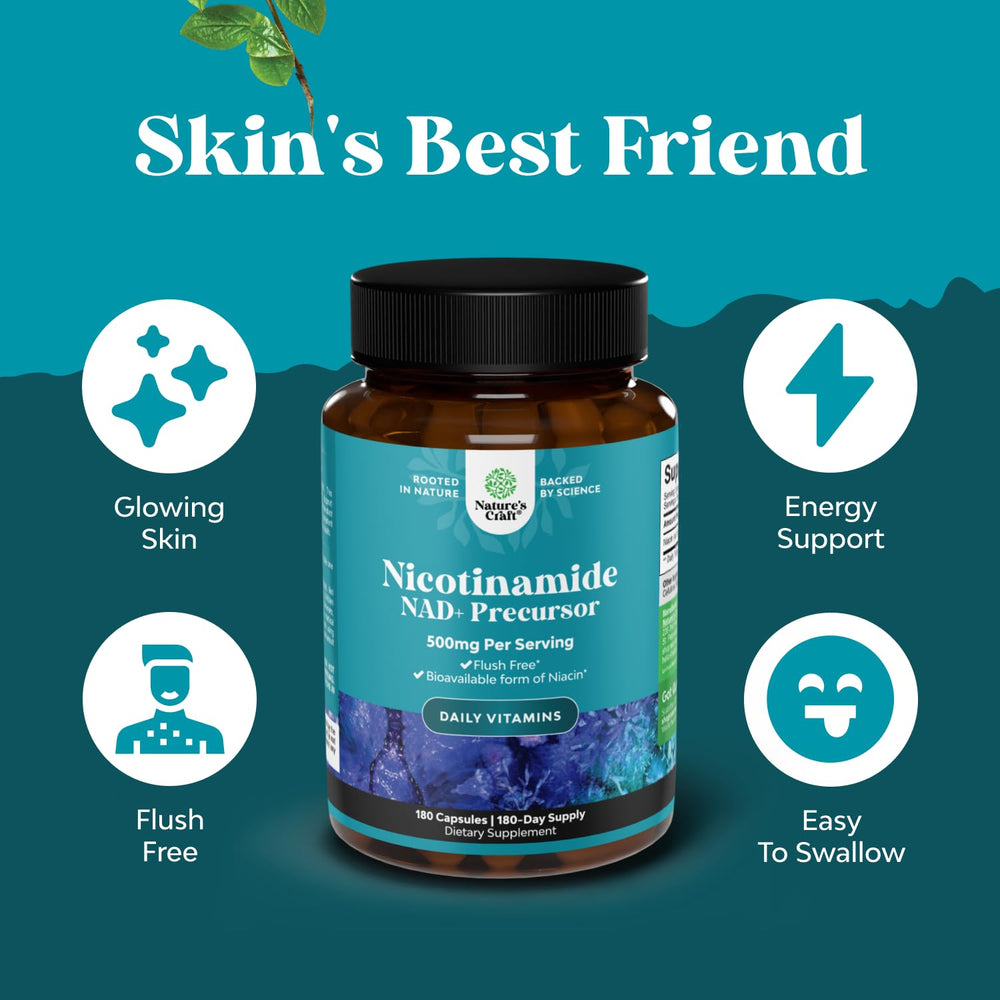 Natures Craft Vitamin B3 Niacinamide 500mg bottle front view for morning routine