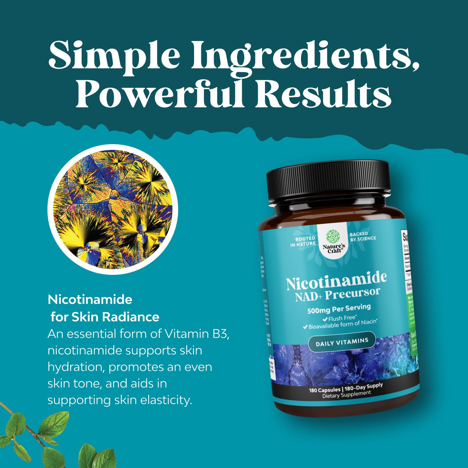 Natures Craft Vitamin B3 Niacinamide 500mg capsules in a row for consistent use