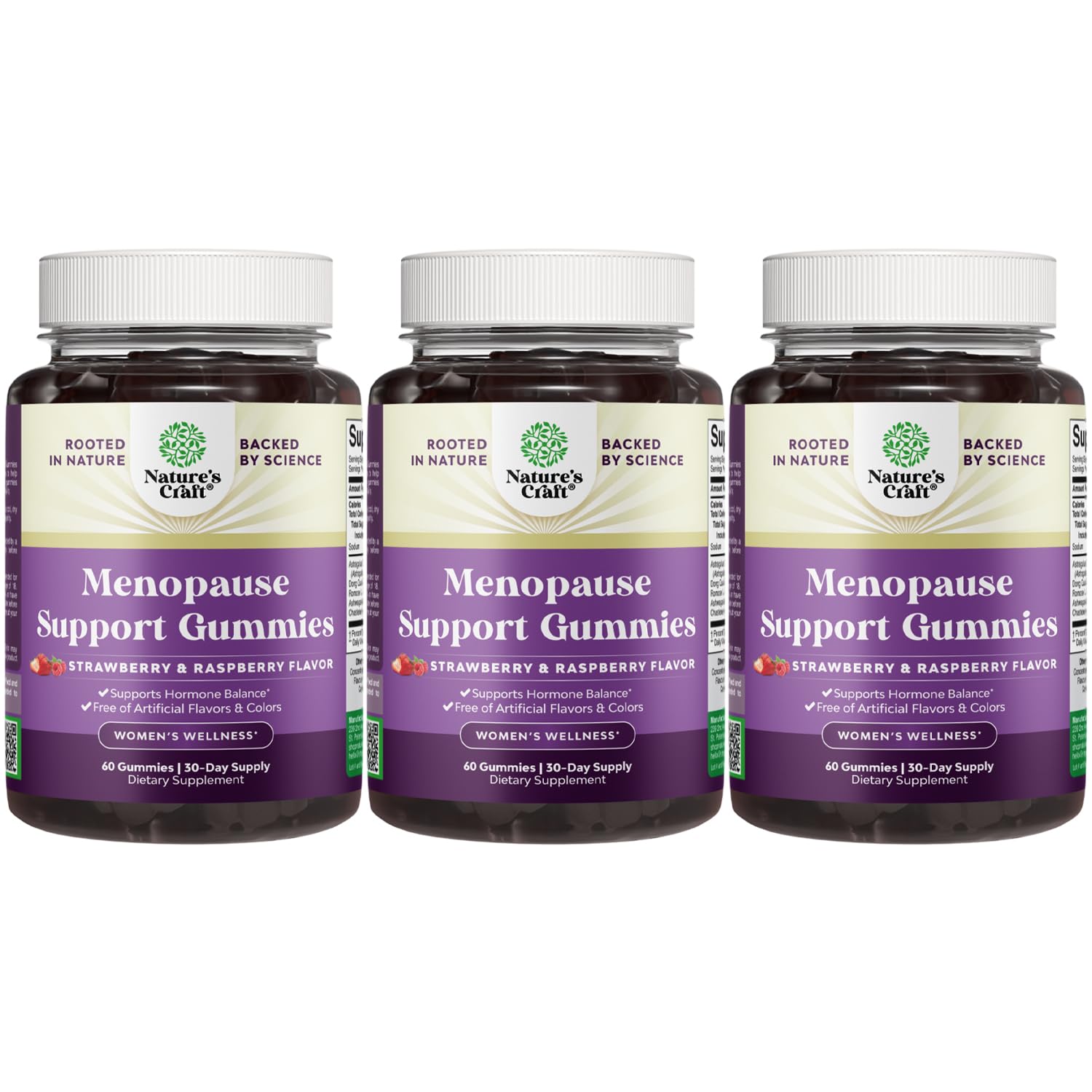 Nature's Craft Women's Menopause Gummies with Dong Quai bottle displayed for potential hot flash support.
