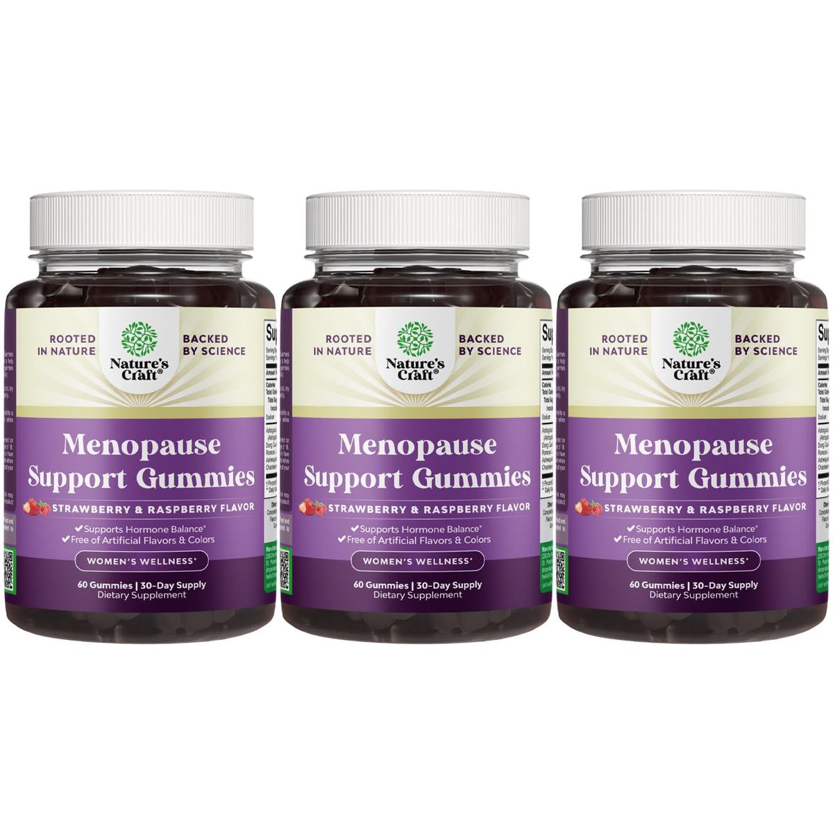 Nature's Craft Women's Menopause Gummies with Dong Quai bottle displayed for potential hot flash support.