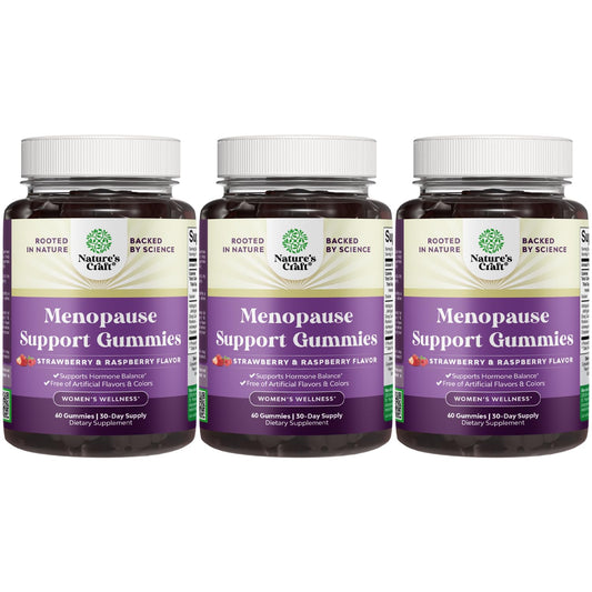 Nature's Craft Women's Menopause Gummies with Dong Quai bottle displayed for potential hot flash support.
