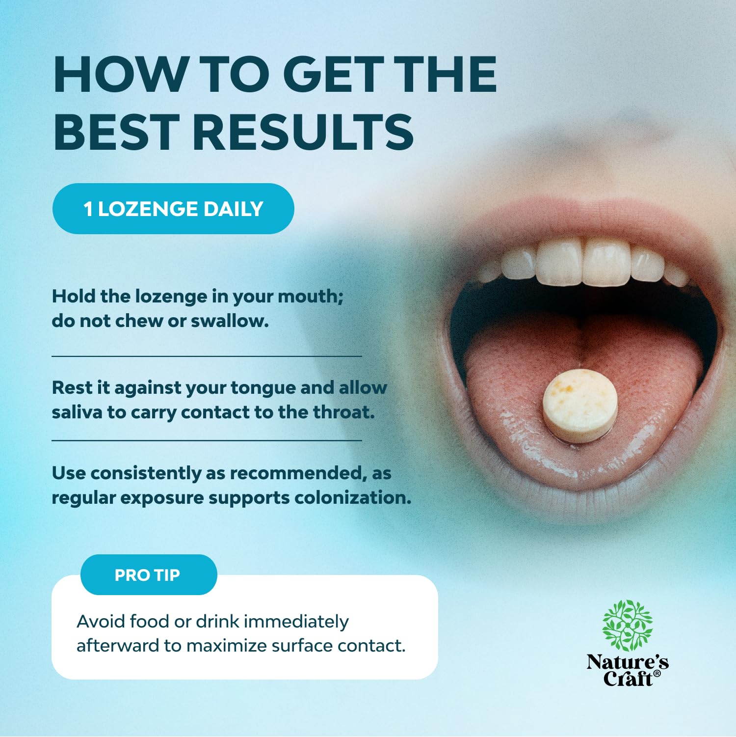 Natures Craft lozenges with xylitol for fresh breath.