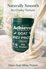 Scooped Nature's Diet goat whey powder ready to blend into recipes