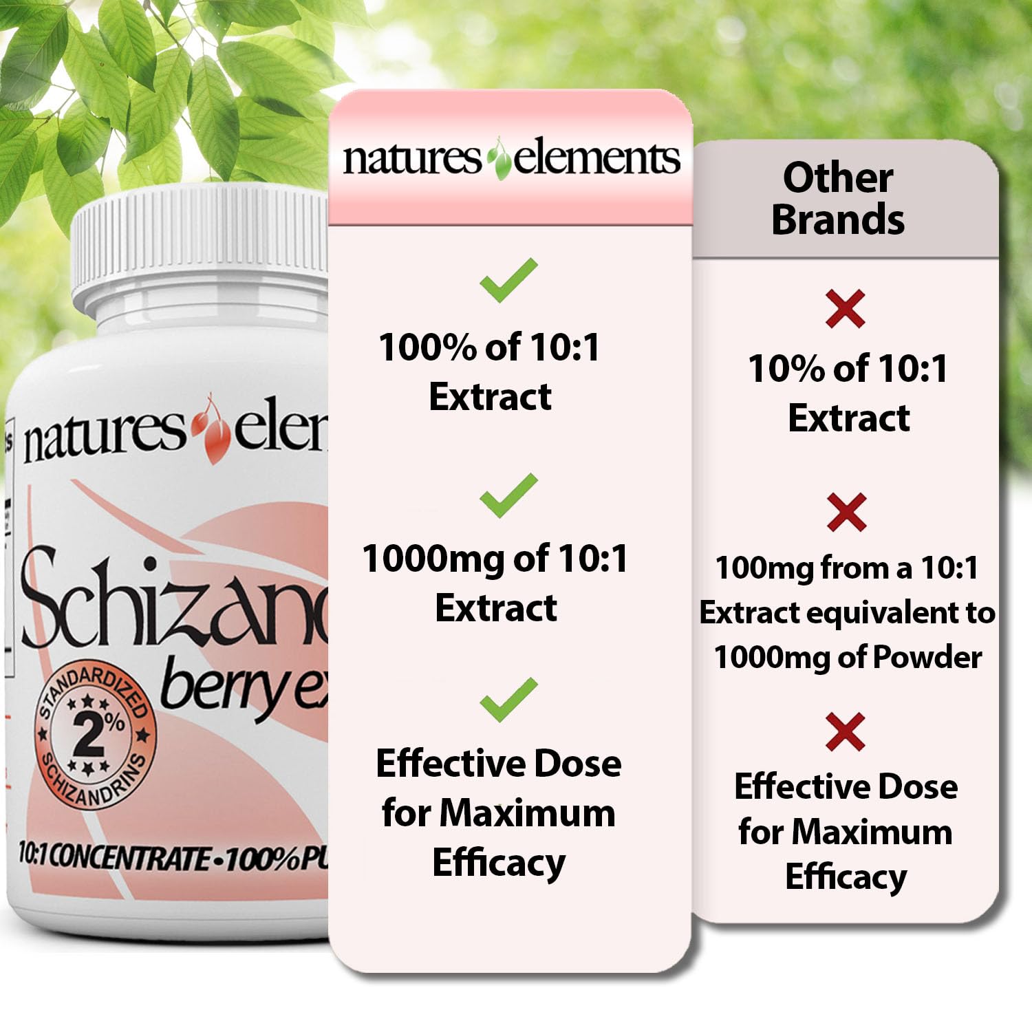 Three-pack of Natures Elements Schizandra Berry Extract on a clean surface