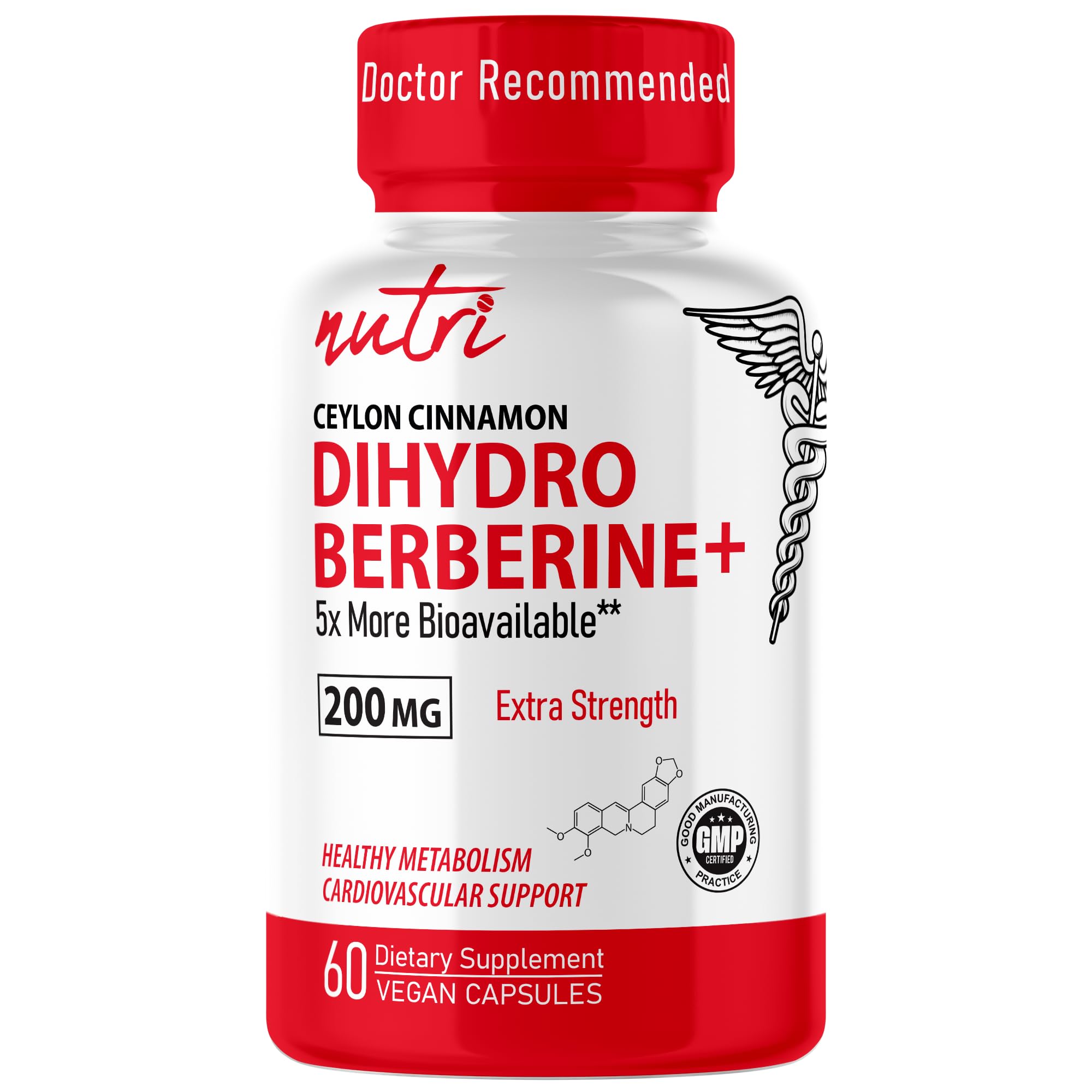 Nature's Fusions Dihydroberberine bottle front highlighting enhanced absorption.