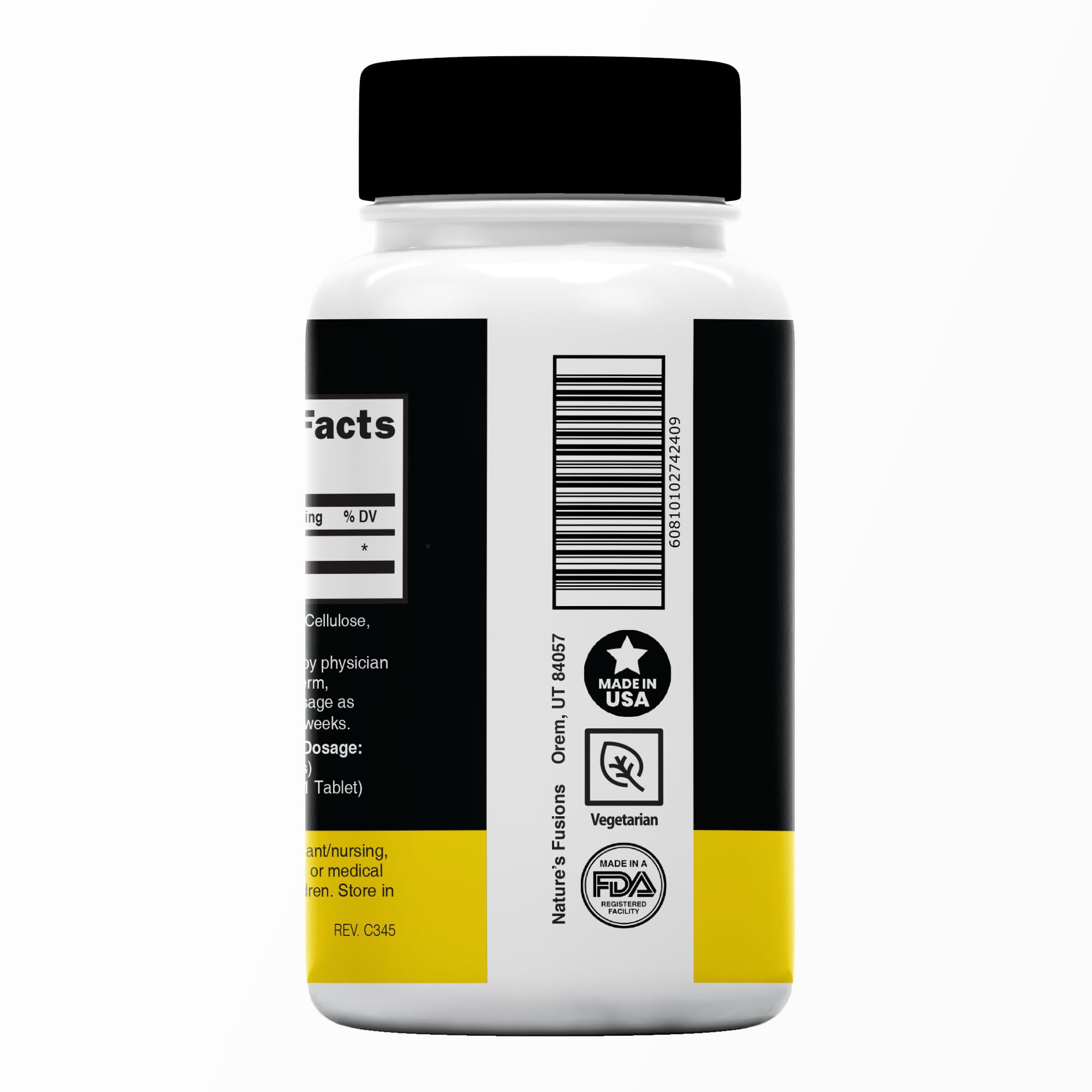 Nature's Fusions KI tablets detailed bottle label highlighting purity