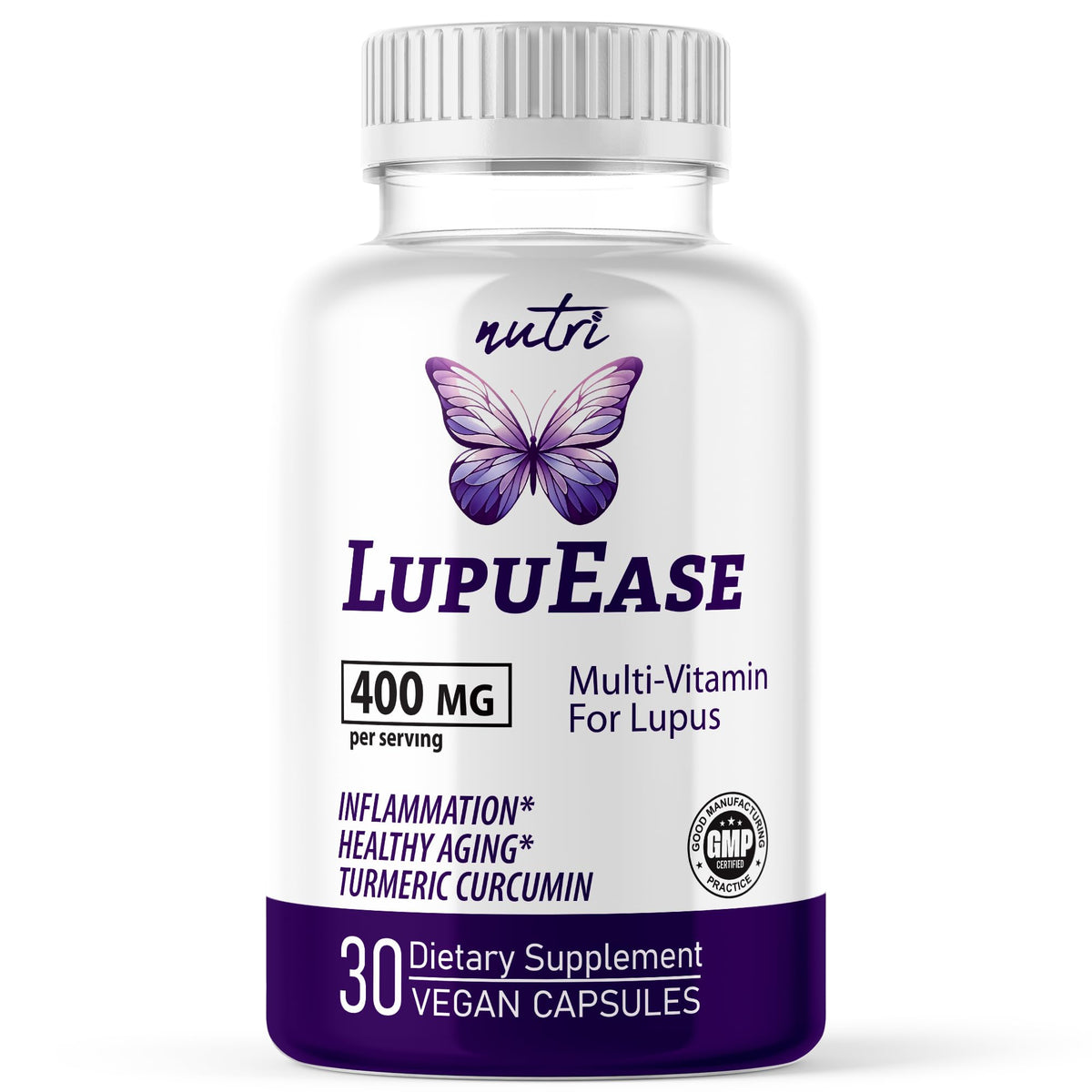 Nature's Fusions LupuEase bottle shown for daily lupus wellness support.