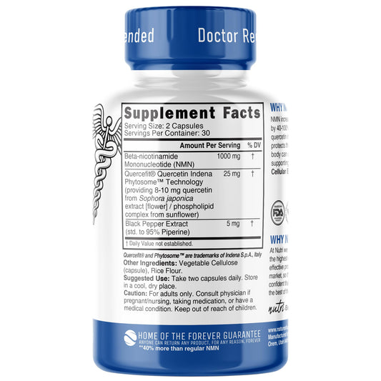 Nature's Fusions NMN packaging showing 60 capsules for NAD+ support