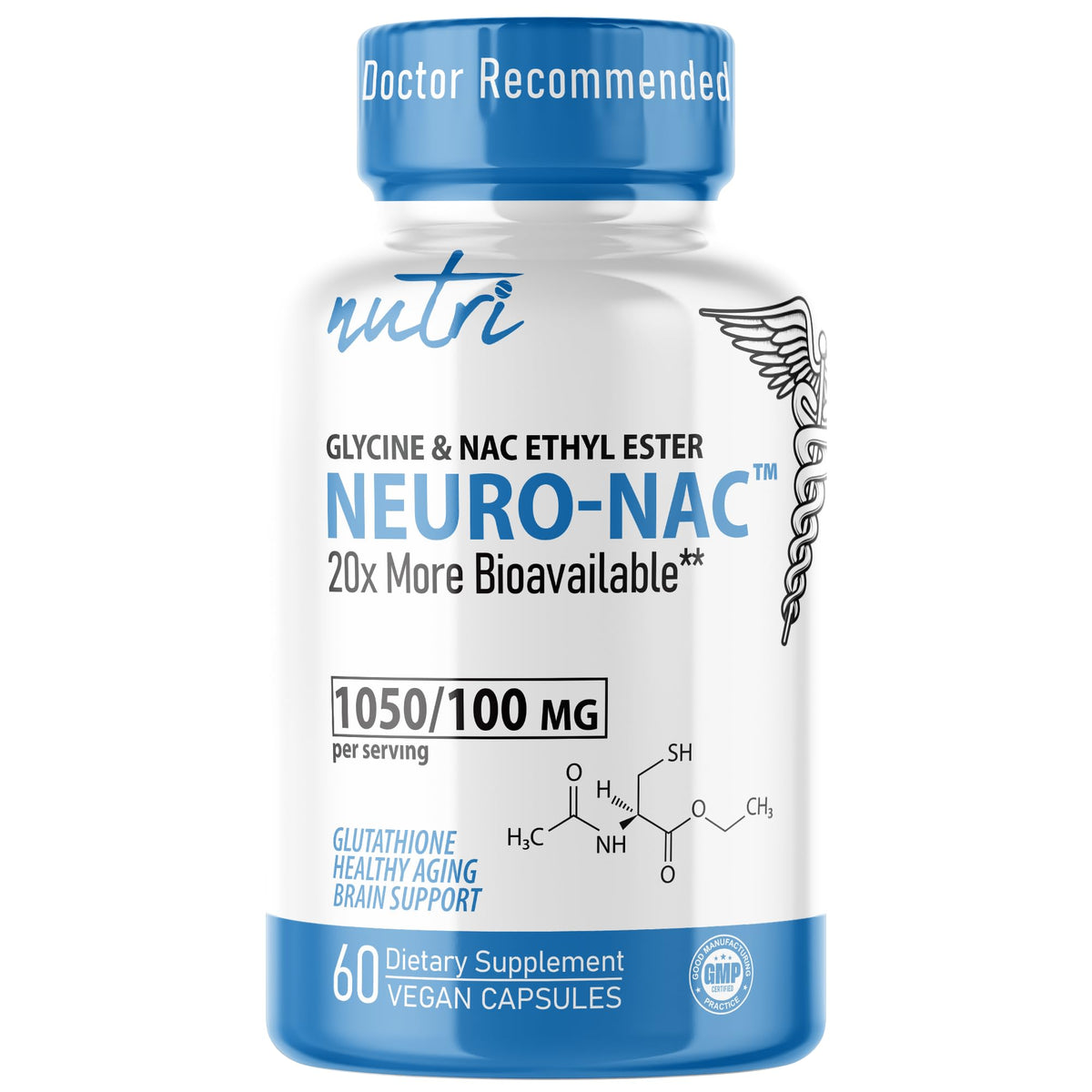 Nature's Fusions Neuro NACET bottle front for daily antioxidant support