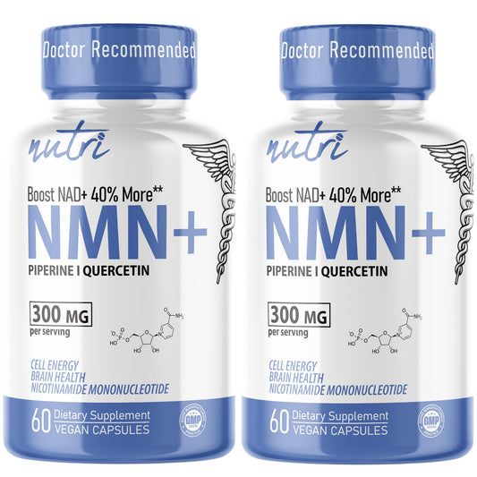Nature's Fusions NMN 300mg bottle front highlighting premium NAD precursor for energy support