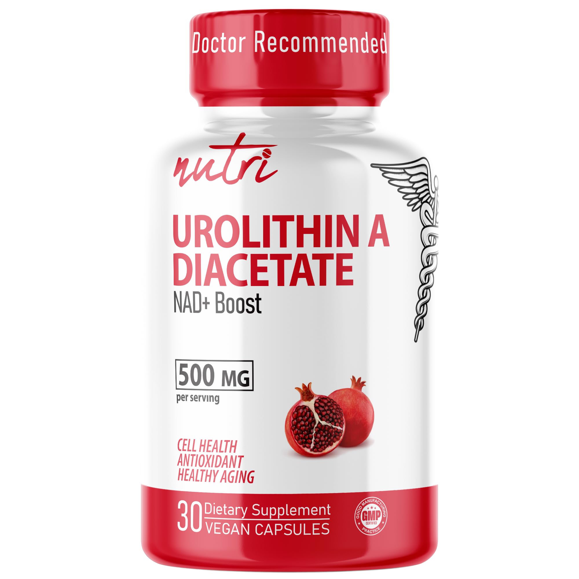 Nature's Fusions Nutri Urolithin A bottle on a clean surface.