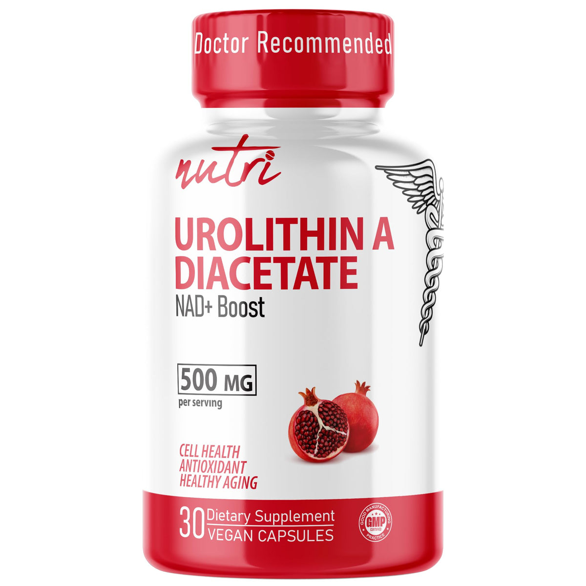 Nature's Fusions Nutri Urolithin A bottle on a clean surface.