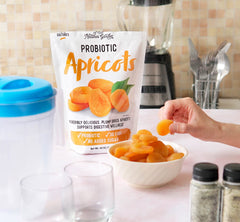 Kitchen counter with Nature's Garden probiotic apricots for a quick bite