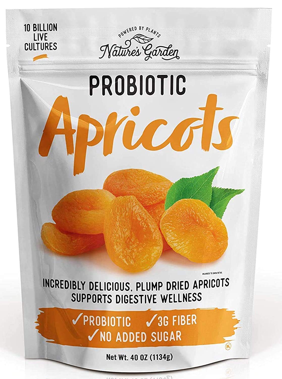 Nature's Garden Probiotic Apricots pack front, ideal on-the-go snack