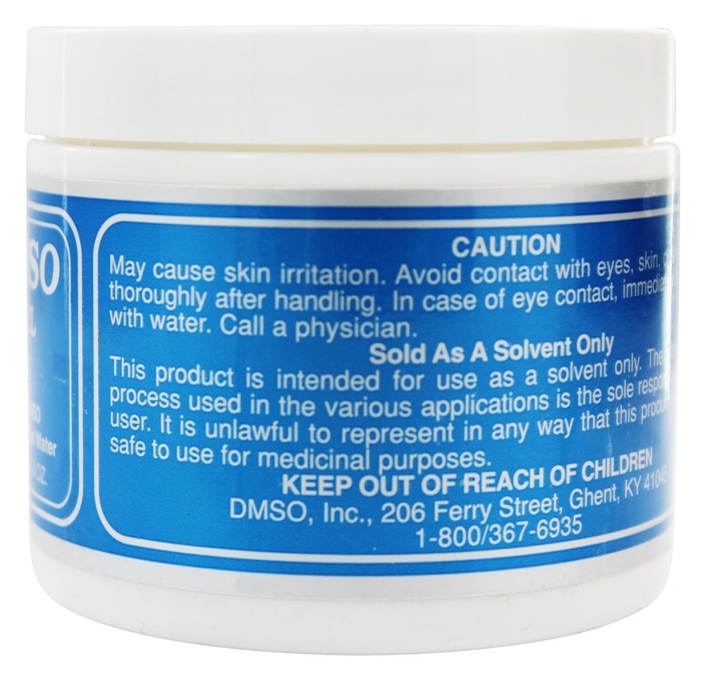 Nature's Gift DMSO 90% gel jar, transparent packaging showing product quality.