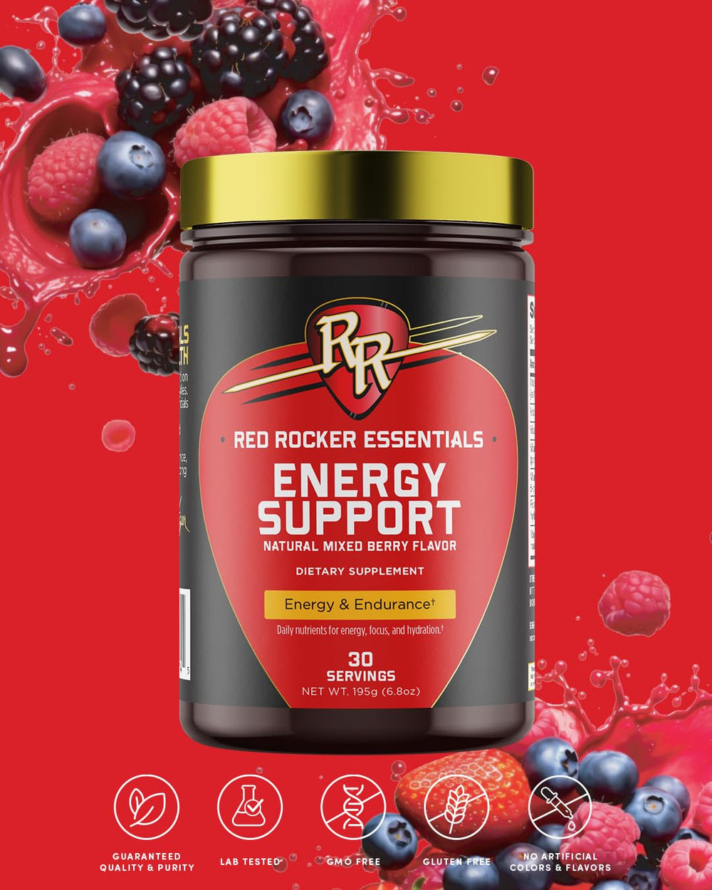 Mixed berry flavor in glass ready to hydrate and energize.