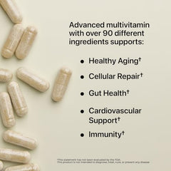 Nature's Lab Six Daily Advanced Multivitamin label highlights quality manufacturing and purity.