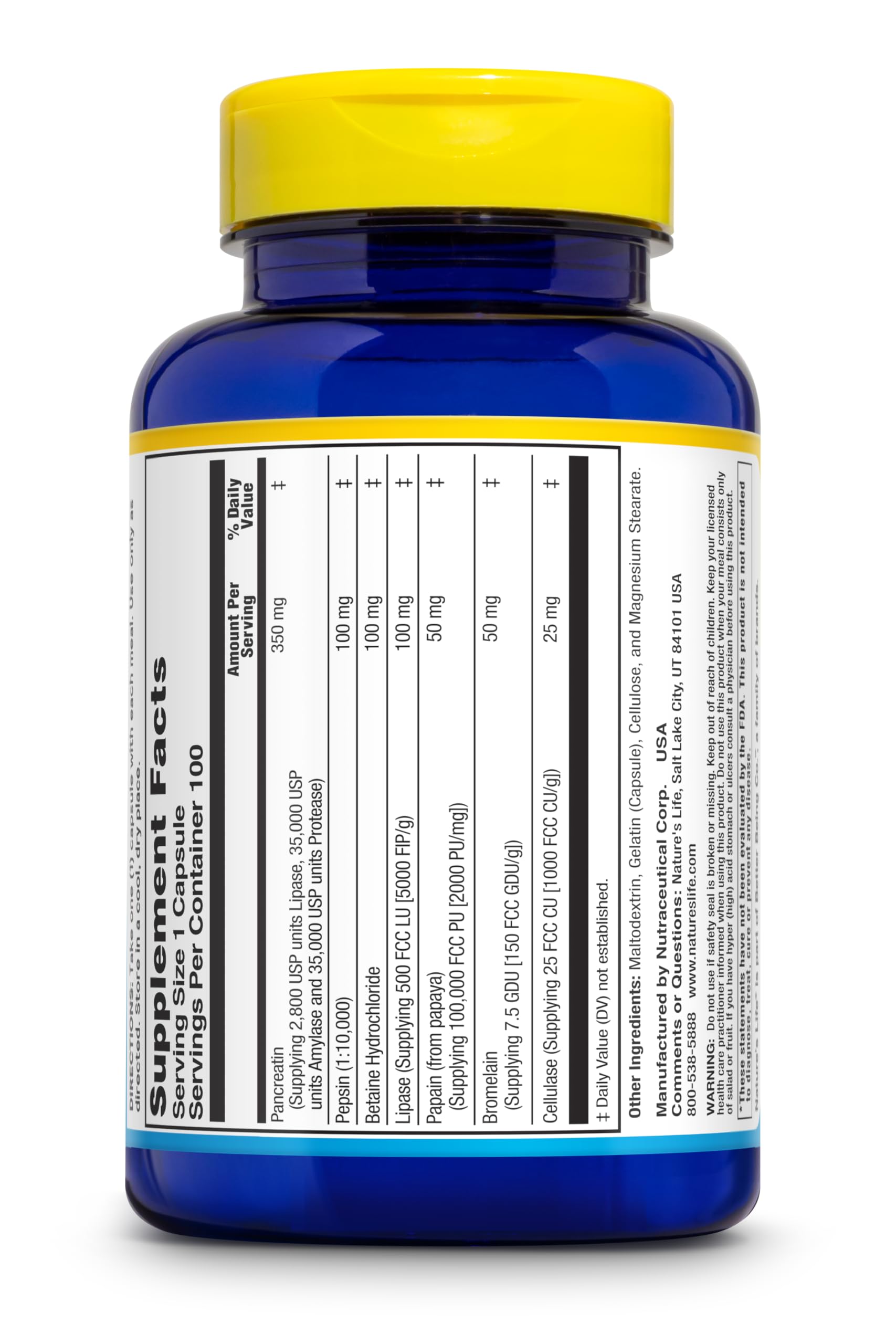 Nature's Life Enzyme Aid Digest Cap meal-use scene hints at enzyme support after meals.