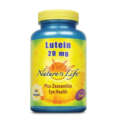 Nature's Life Lutein 20 mg bottle front view for eye health support