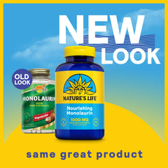 Close-up of Nature's Life Monolaurin label underscores quality ingredients.