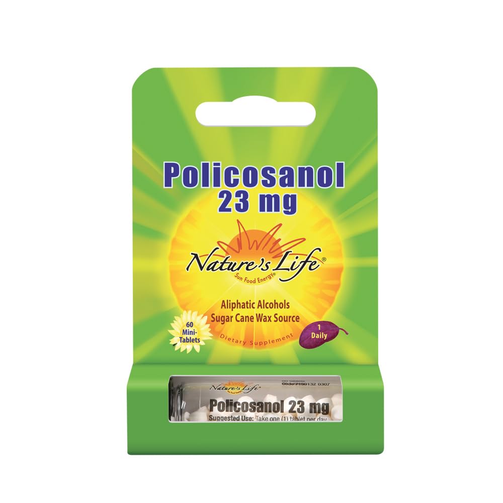 Nature's Life Policosanol 23mg bottle front label with product name and info