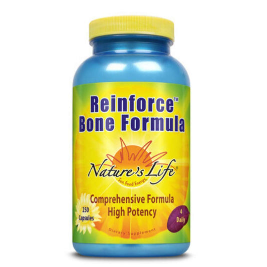 Nature's Life Reinforce Bone Formula bottle supports daily bone health.