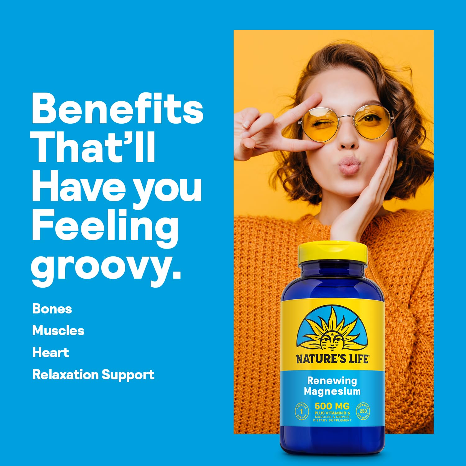 Nature's Life Renewing Magnesium label close-up highlighting citrate, malate, oxide blend