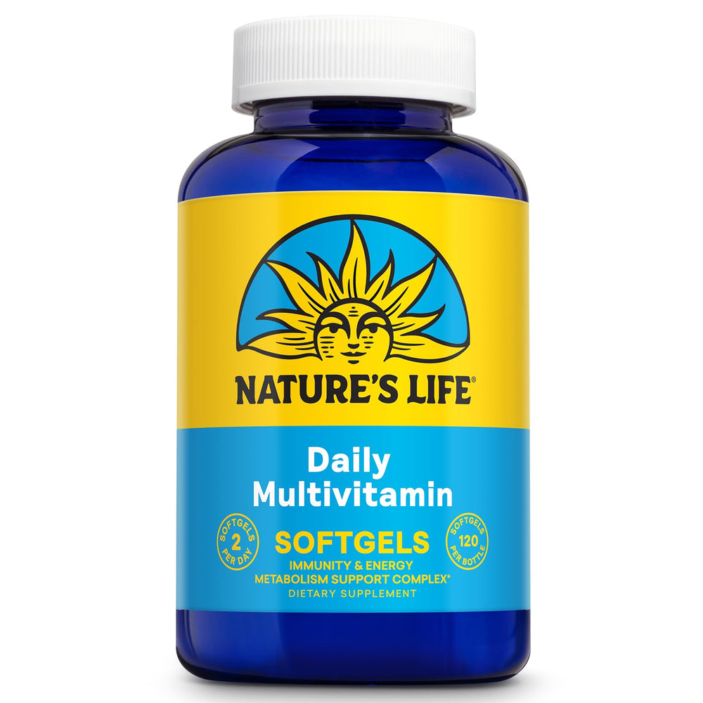 Nature's Life softgel multivitamin bottle front for daily wellness and broad nutrient support.