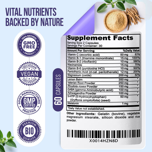Nature's Nectar Ashwagandha & GABA capsules support balanced mood