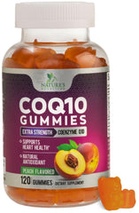 Nature's Nutrition CoQ10 Gummies jar showing 100 mg per serving for energy support