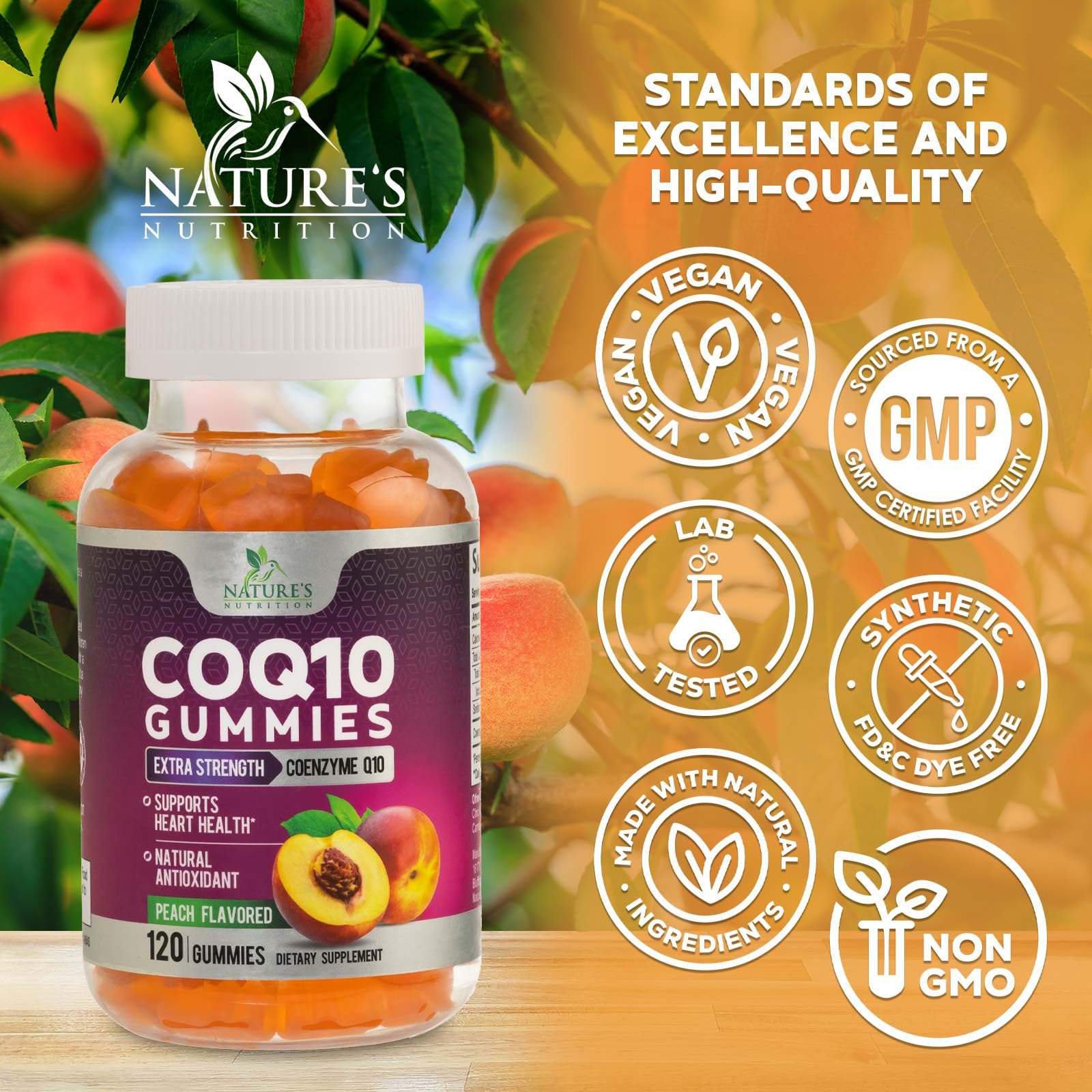 Nature's Nutrition CoQ10 Gummies soft-texture close-up for easy daily intake