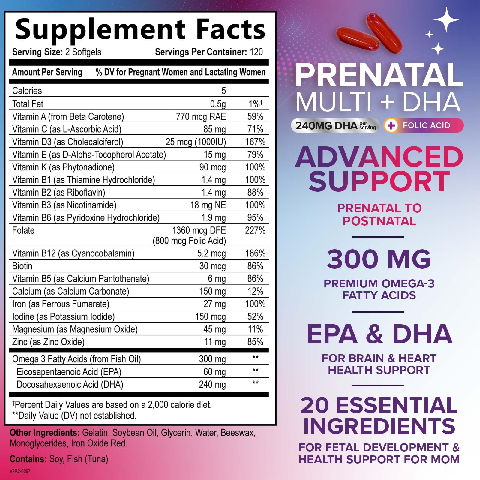 Nature's Nutrition Omega-3 DHA softgels highlighting fetal development use