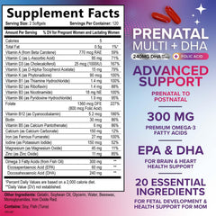 Nature's Nutrition Omega-3 DHA softgels highlighting fetal development use